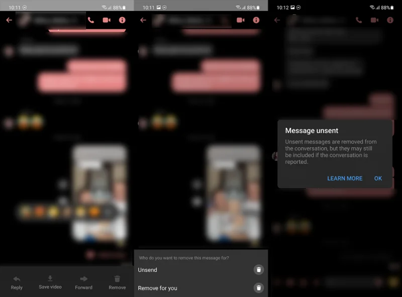 Kuinka poistaa Facebook Messengerissä lähetetty video