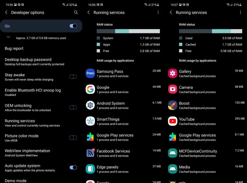 A RAM használatának ellenőrzése Android 12 rendszerben