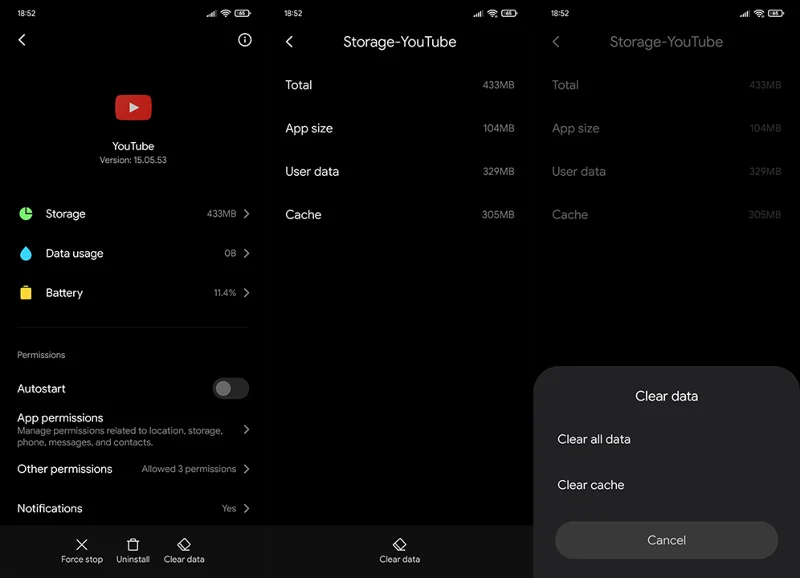 Очистка кешу YouTube на Android