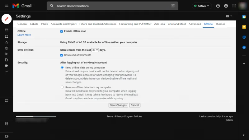 Aktiver frakoblet e-post i Gmail