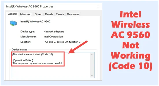 9 řešení nefunkčnosti Intel Wireless AC 9560 (chyba 10)