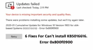 6 Korjaukset: Ei voida asentaa KB5016616. Virhe 0x800f0900