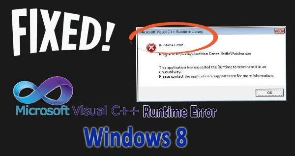 Windows 8 C++ Runtime Error ved avanceret opstart/genstart