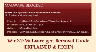 Win32:Malware.gen Removal Guide [Forklaret og rettet]