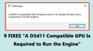9 FIXAR En D3d11-kompatibel GPU krävs för att köra motorn