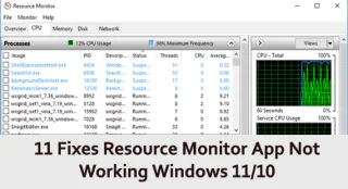 11 fikser Resource Monitor-appen fungerer ikke Windows 11/10