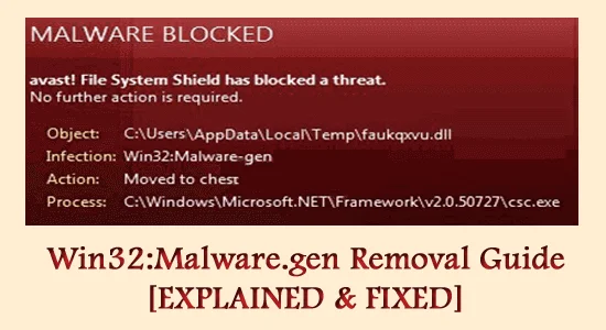 Win32:Malware.gen Removal Guide [Forklaret og rettet]