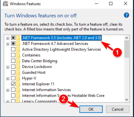 8 korrigeringar för kan inte installera .NET Framework 3.5