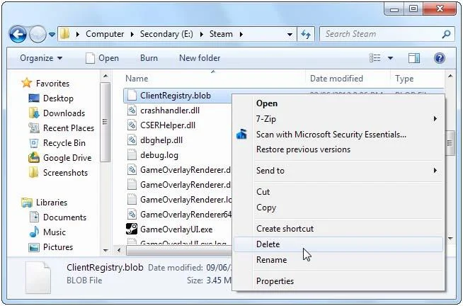 Odstranění ClientRegistry.blob