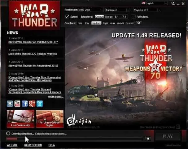 FIKSET: War Thunder Video Driver hang og ble startet på nytt Feil