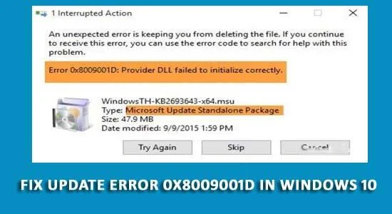 Sådan rettes opdateringsfejl 0x8009001D i Windows 10