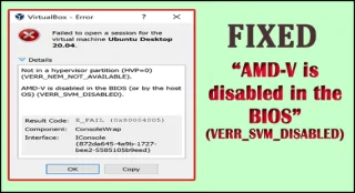 KORJATTU: AMD-V on poistettu käytöstä BIOSissa (VERR_SVM_DISABLED)