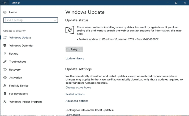 Topp 5 løsninger for å fikse Windows Update Error 0x80d02002 i Windows 10