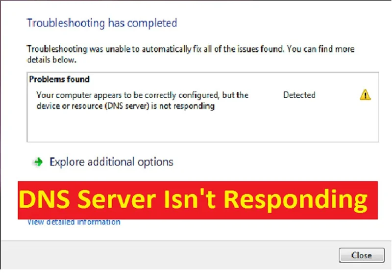 [Løst] Sådan rettes DNS-serveren, der ikke reagerer fejl Windows 8?
