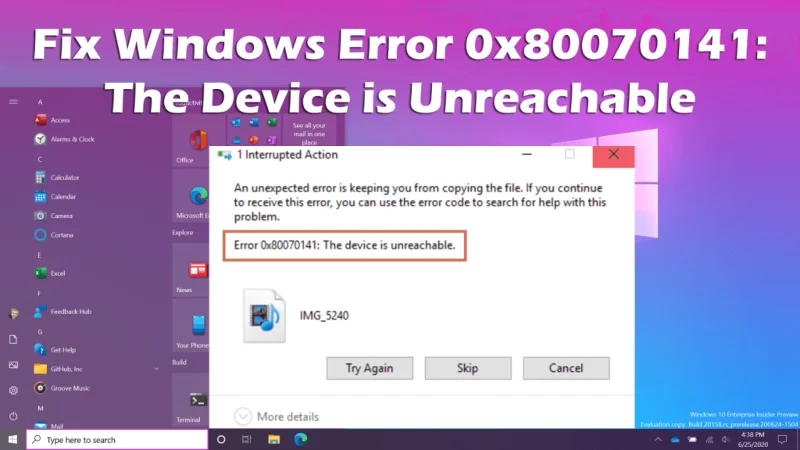 Hvordan fikse Windows-feil 0x80070141: Enheten er ikke tilgjengelig?