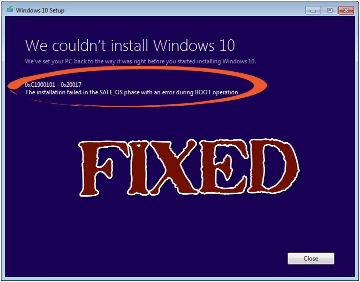 Sådan rettes Kunne ikke installere Windows 10-fejl 0XC1900101 – 0x20017?