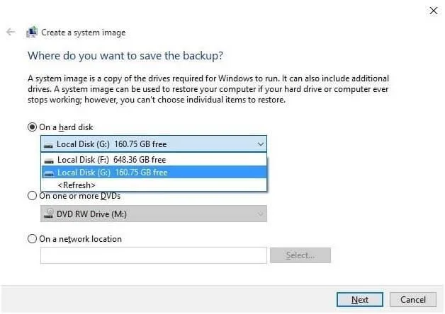 Sådan opretter du en sikkerhedskopi af systembillede i Windows 10