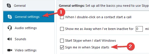 FIX: Skype Auto Log in Fungerer ikke problemer på Windows 10