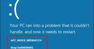 Hur fixar jag APC_INDEX_MISMATCH Blue Screen Error (0x00000001) på Windows 10?