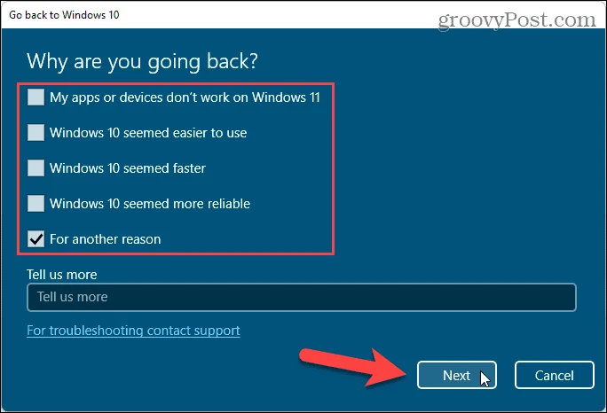 Sådan ruller du tilbage til Windows 10 efter installation af Windows 11