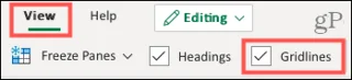 Rácsvonalak a webes Excelben