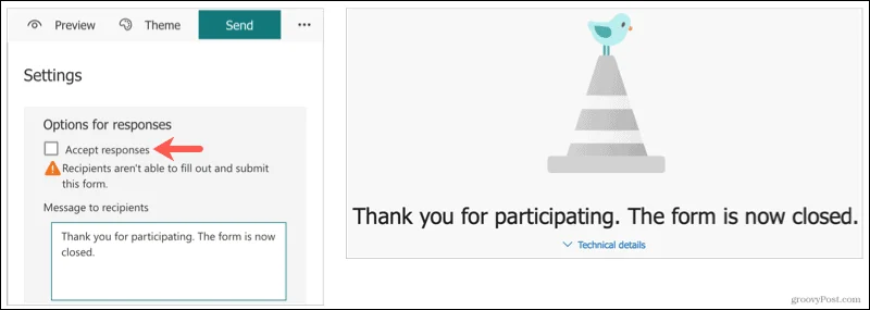Jak uzavřít formulář, průzkum nebo kvíz v Microsoft Forms