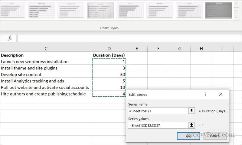 Sådan opretter du et Gantt-diagram i Excel