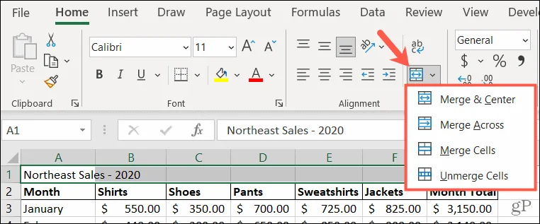 Hur man sammanfogar och tar bort celler i Microsoft Excel