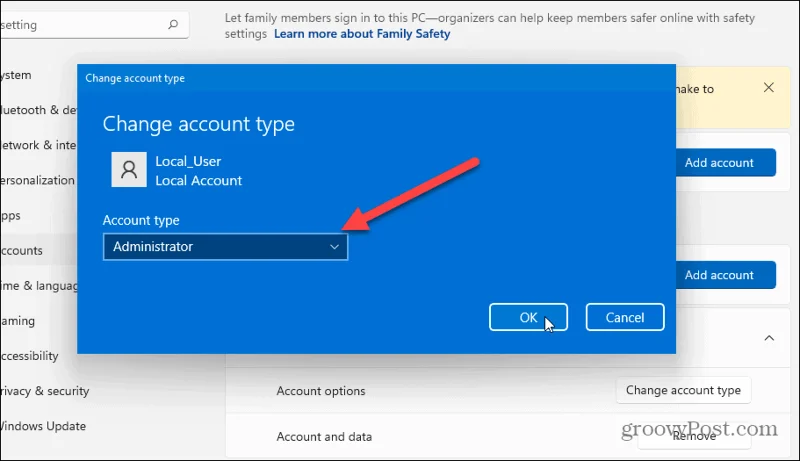 Paikallisen käyttäjätilin lisääminen Windows 11:ssä