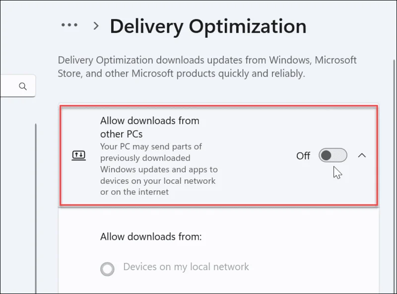 Sådan deaktiveres leveringsoptimering på Windows 11