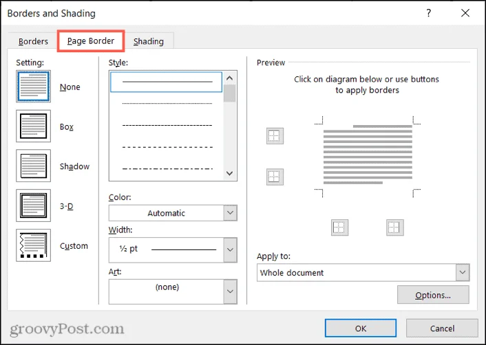 Sådan tilføjes kant til en side i Microsoft Word
