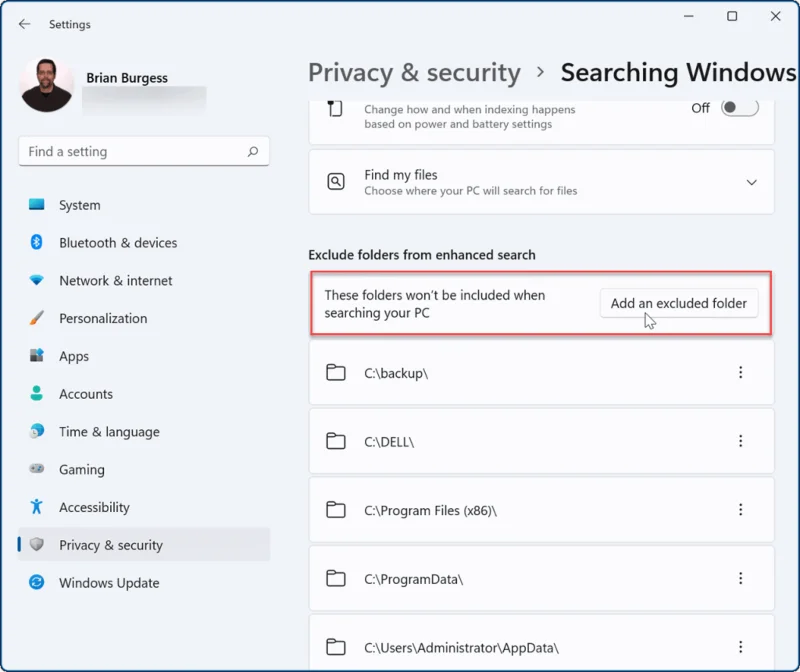 Hur man döljer filer och mappar från sökning på Windows 11