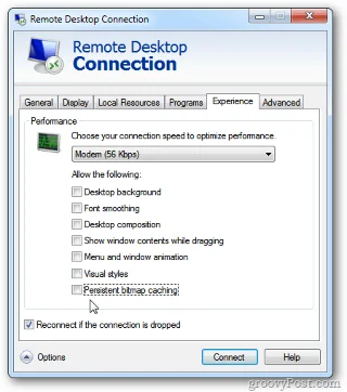 Fremskynde forbindelser til fjernskrivebord på Windows