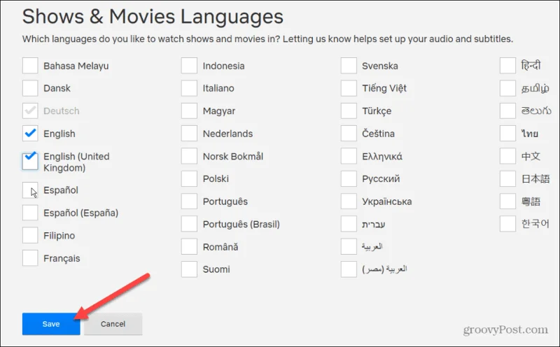 Hvordan endre språk på Netflix