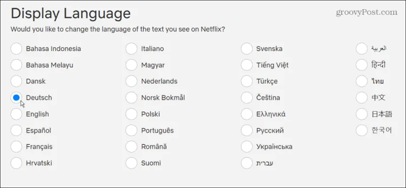 Hvordan endre språk på Netflix
