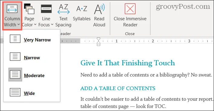 Hur man aktiverar och anpassar Immersive Reader i Microsoft Word