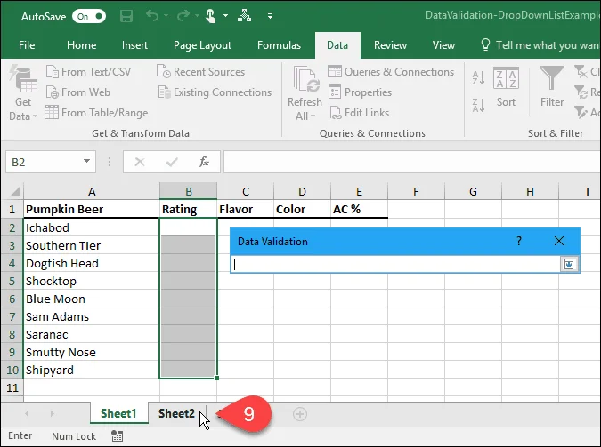 Sådan opretter du drop-down lister ved hjælp af datavalidering i Microsoft Excel