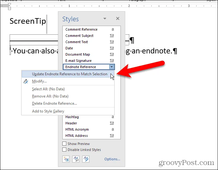 Sådan arbejder du med skærmtip i Microsoft Word
