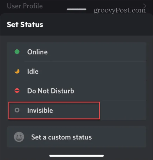 Ikona offline stavu na Discord mobil