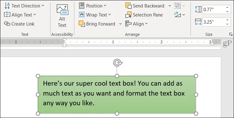 Hvordan sette inn og formatere en tekstboks i Microsoft Word