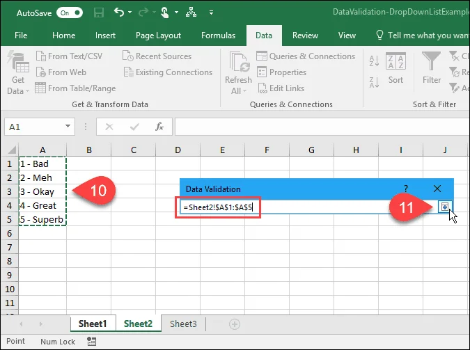 Sådan opretter du drop-down lister ved hjælp af datavalidering i Microsoft Excel