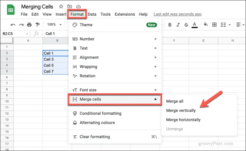 Slik slår du sammen og opphever sammenslåingen av celler i Google Sheets Slik slår du sammen og opphever sammenslåingen av celler i Google Sheets