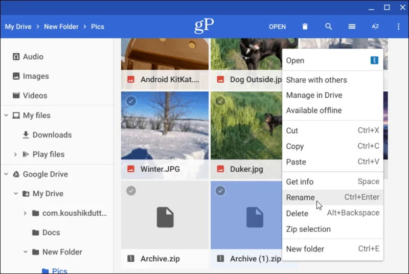 Slik bruker og administrerer du zip-filer på en Chromebook