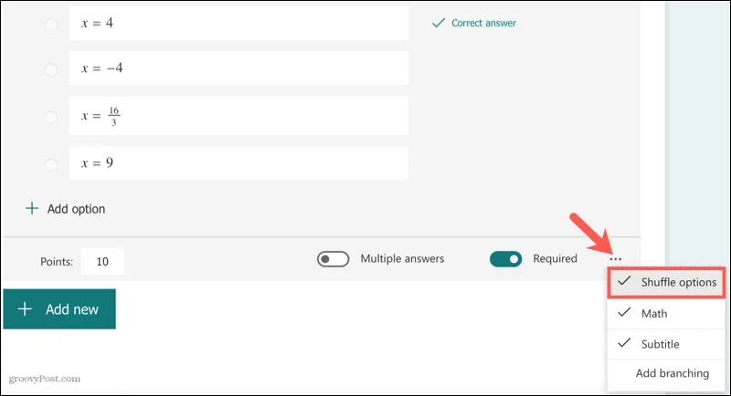 Sådan opretter du en matematikquiz i Microsoft Forms