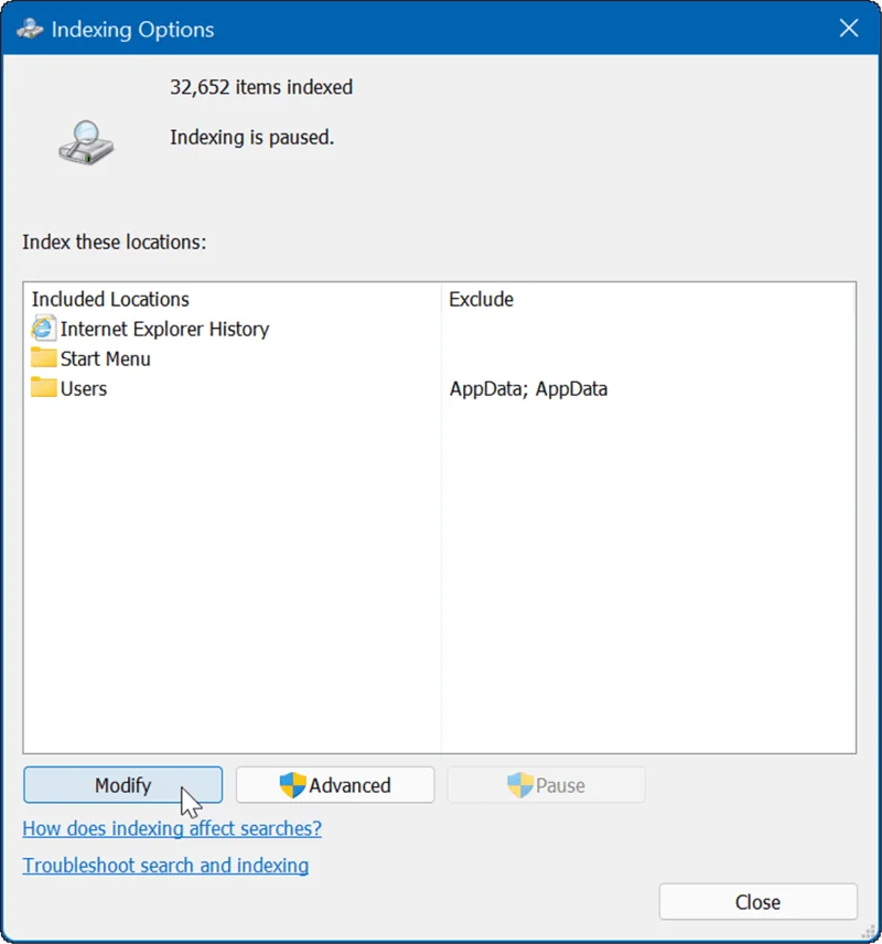 Hur man döljer filer och mappar från sökning på Windows 11