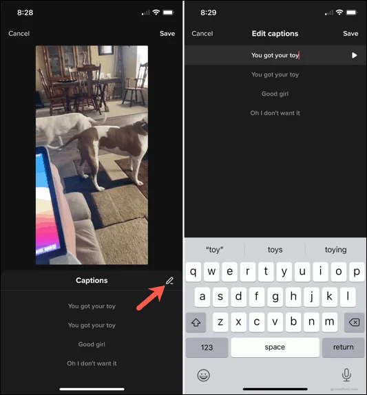 Úprava automatických titulků na TikTok