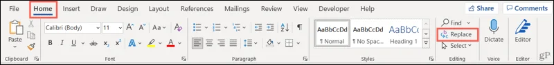Szöveg keresése és cseréje a Microsoft Wordben