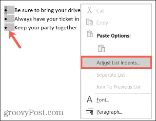 Upravení odrážek v aplikaci Microsoft Word