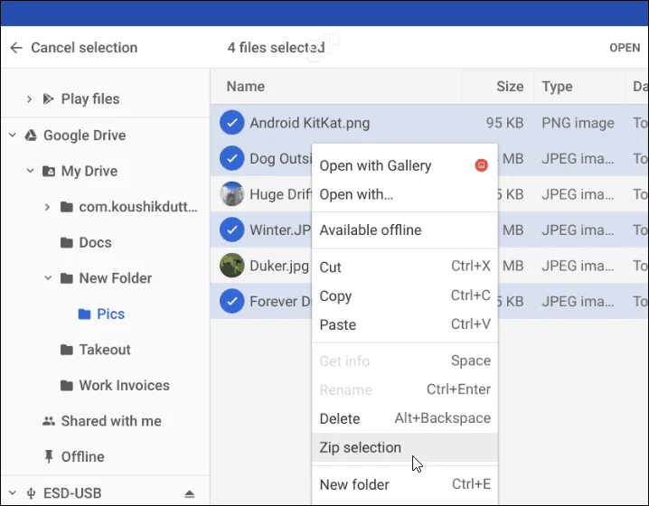 Slik bruker og administrerer du zip-filer på en Chromebook
