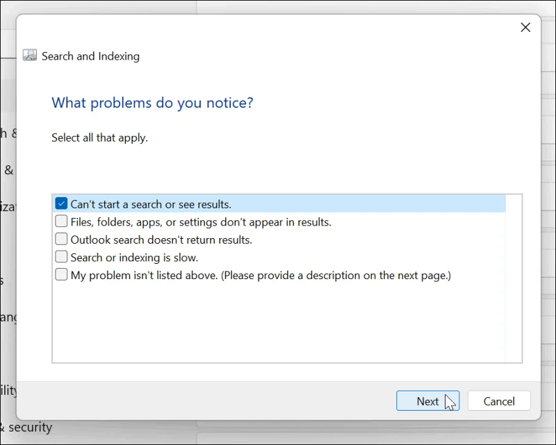 Sökfältet i Windows 11 fungerar inte